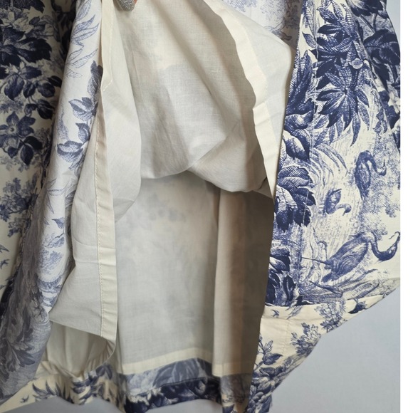 Tuckernuck Delaney Toile Print Dress Women XL Blue Cream Short Sleeve Pockets - Picture 8 of 13